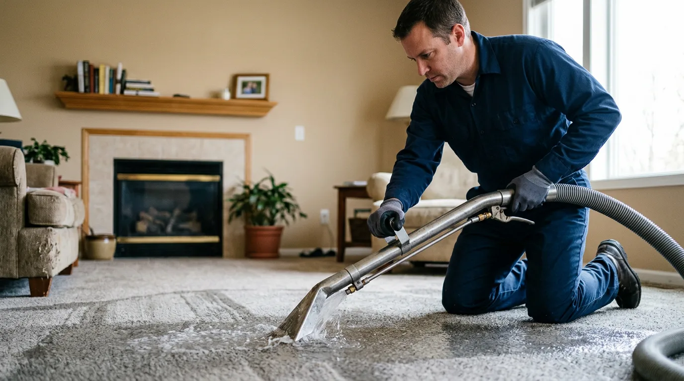 Water damage restoration technician working near Maysville, OK
